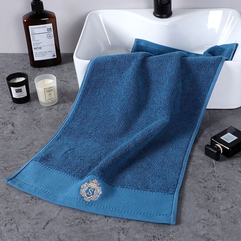 Luxuriöses Gesichtshandtuch aus Baumwolle in Hotelqualität – 32-lagig, ultraweich, sehr saugfähig, individuelle Stickerei (34 x 74 cm, 120–140 g/m², Weiß/Gelb/Blau/Grau)​_voghion.com