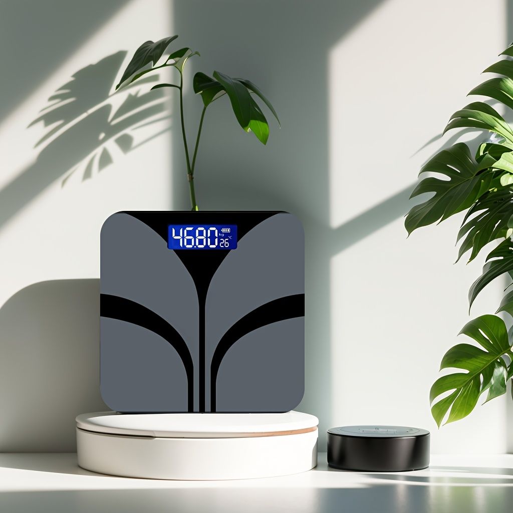 Gray&Black Bathroom Scale Body Weight, Highly Accurate Digital Weighing Hine For People, LCD Display, Sturdy Tempered_voghion.com