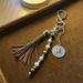 Elegant Beaded Tassel Keychain - Vintage Boho Handmade Bag Charm Accessory With Wooden Beads_voghion.com
