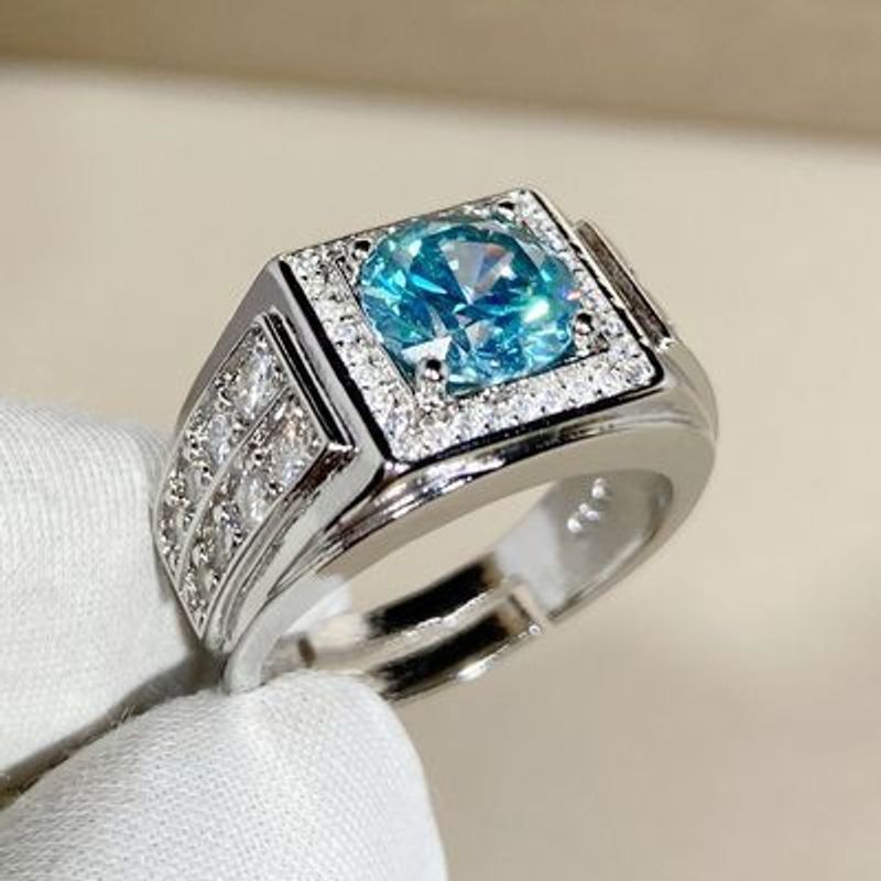 und eleganter Zirkon modischer blaugrüner Diamantring, Internet-berühmte Herren-Starlight-Trendy-koreanische Version mit Ring,_voghion.com