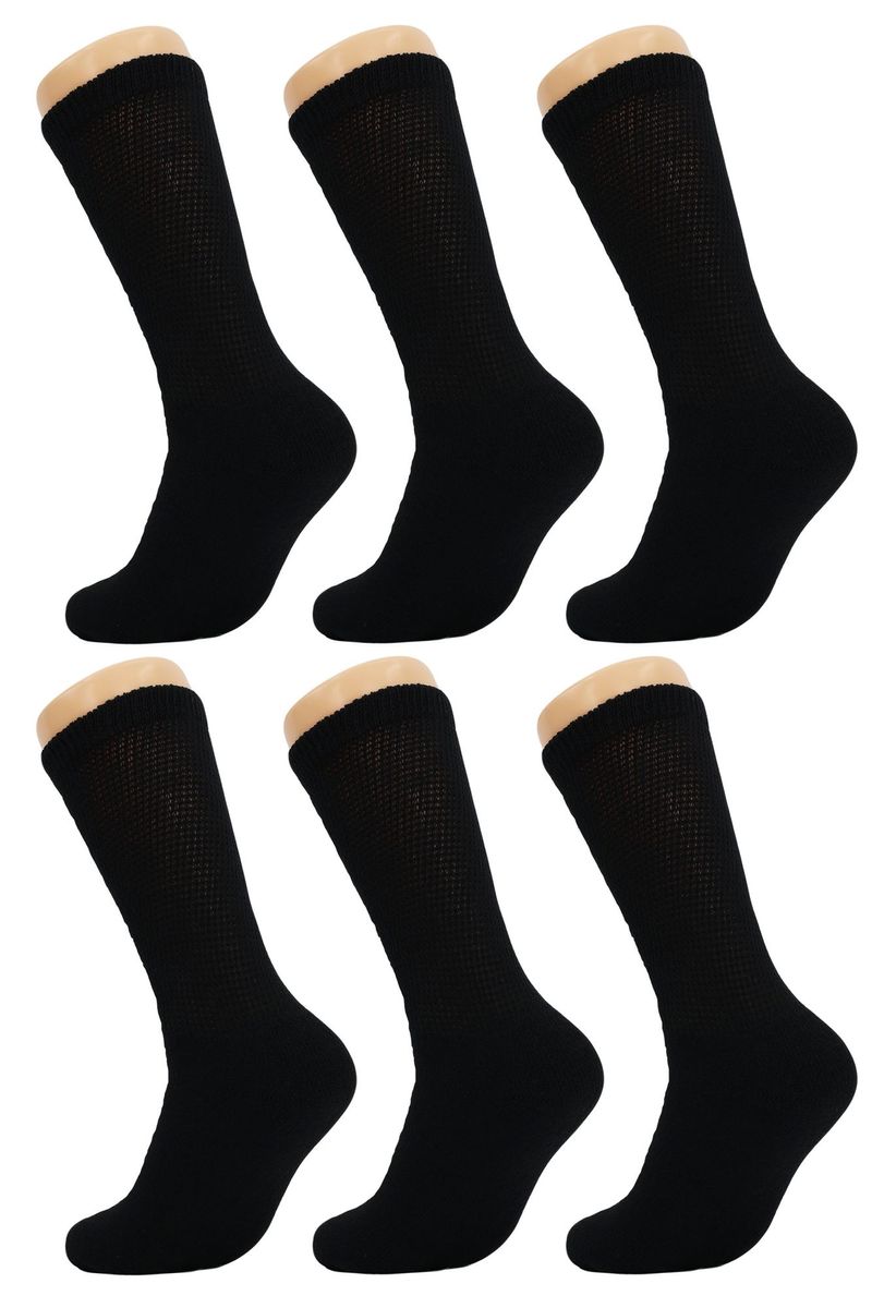 Diabetic Crew Socks Non-Binding Cotton Crew Diabetes Socks 6 Pairs_voghion.com