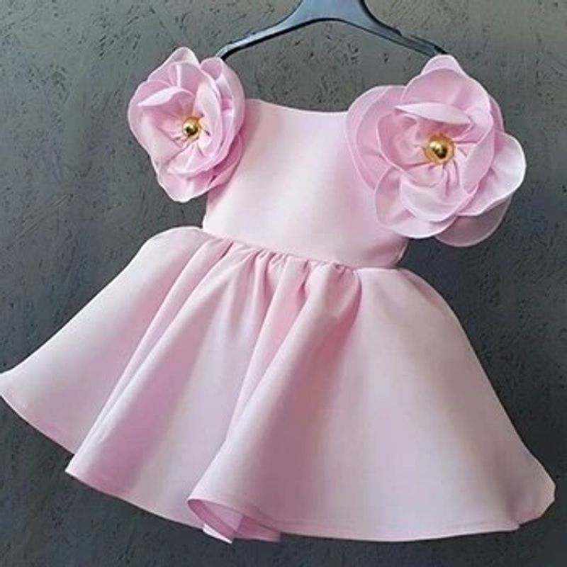 1 2 3 4 5 6 jaar Baby Meisjes Jurk Zomer Dubbele Schouder Bloemen Goud Jacquard Prinses Jurk Verjaardagsfeestje geschenken Kinderkleding_voghion.com