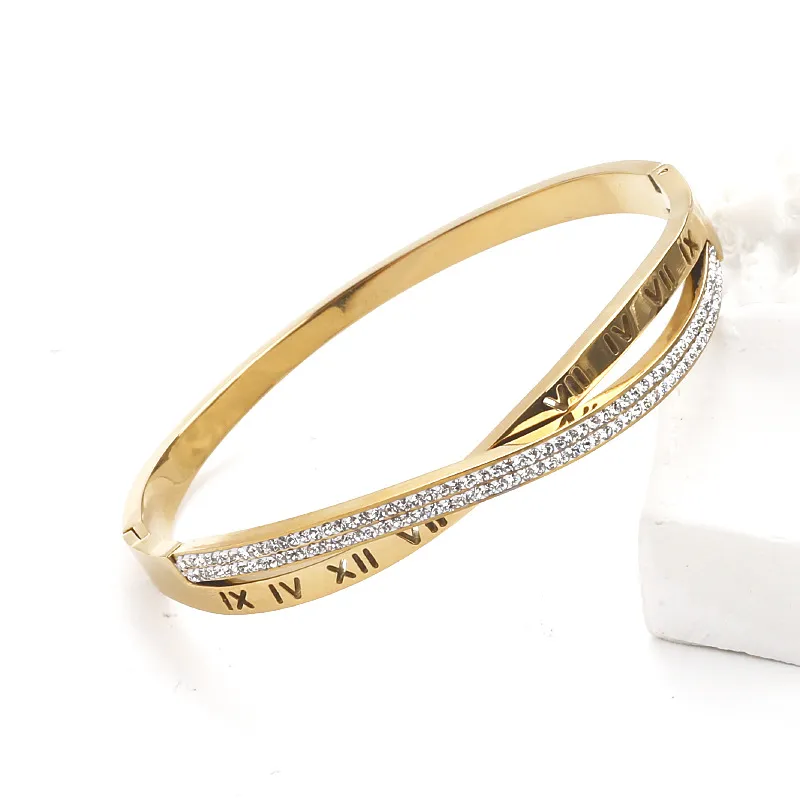Roman Letters Titanium Steel Bracelet Hollow Female Letter Buckle Bracelet K Gold Star Bracelet_voghion.com
