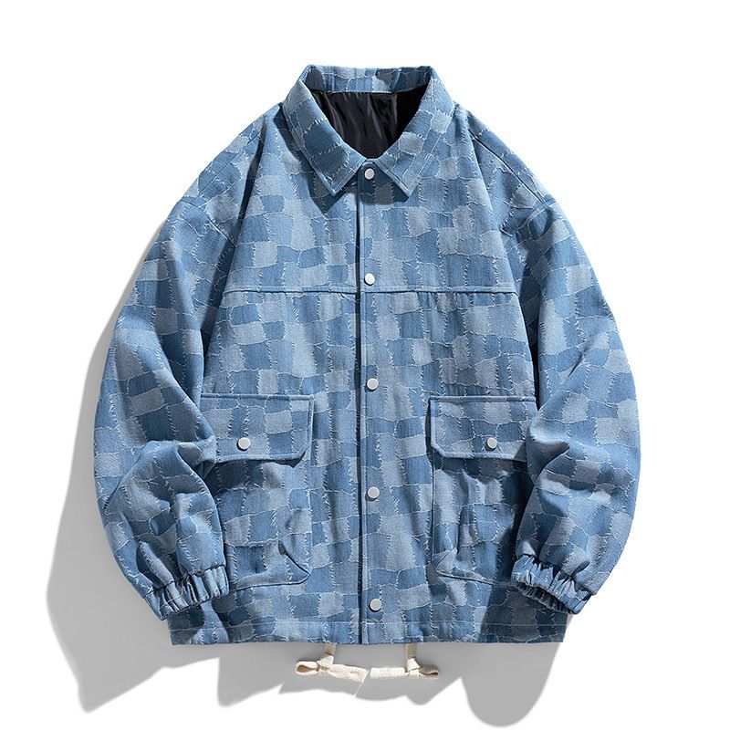 Giacca in denim larga da uomo, stile retrò, da lavoro, alla moda, casual_voghion.com