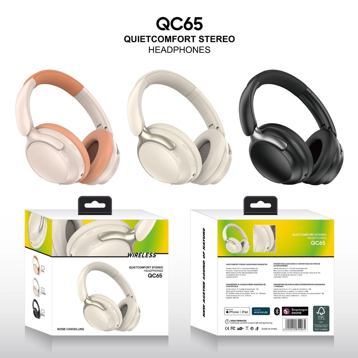 QC65 new wireless Bluetooth card insertion headset, comfortable earmuffs, running style TUNEJB65_voghion.com