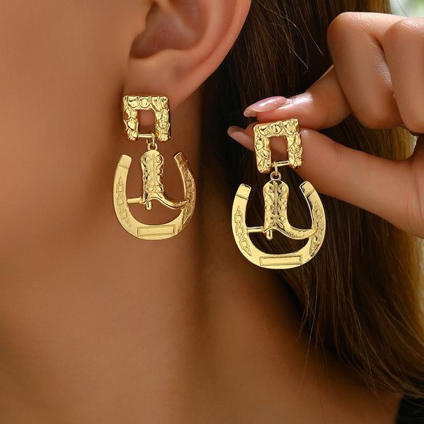 Orecchino a forma di U alla moda, stile pendolarismo, design personalizzato della forma della scarpa da donna, di nicchia, versatile, di alta qualità_voghion.com