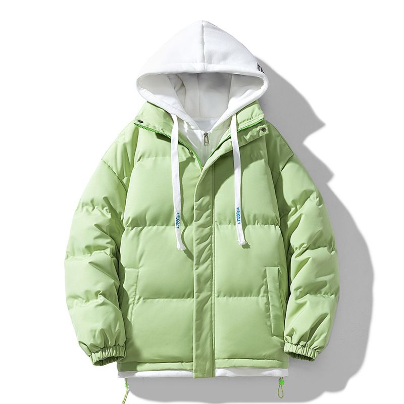 Inverno Nuovo Pane Abbigliamento Uomo S Imbottito in cotone addensato Vestiti Sciolti Tendenza Falso in due pezzi Giacca imbottita in cotone con cappuccio Giacca imbottita in cotone_voghion.com