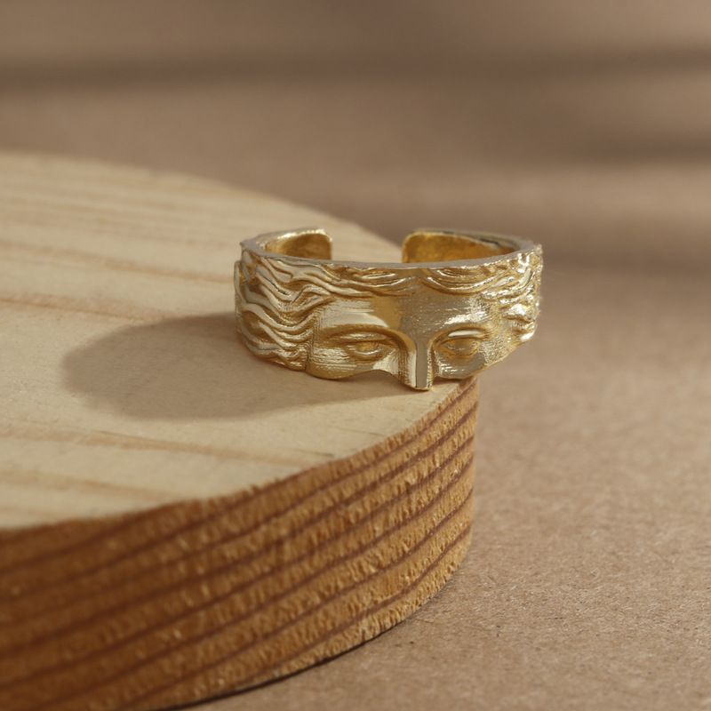 Venus Half Face For Men Exaggerated Minimalist Style Expression Index Finger Fashion Open Ring_voghion.com