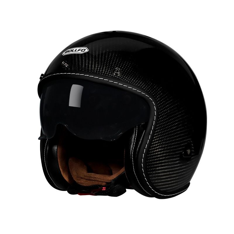Kask BOLLFO z włókna węglowego, pół kasku, męski i damski, letni, całoroczny, elektryczny, motocyklowy, Harley_voghion.com