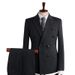 Elegant Gray Striped Double-Breasted Suit Set For Men - 3-Piece Formal Business Attire, Wedding & Performance Outfit (Available In Plus Sizes)"_voghion.com