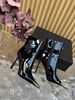 Zees Dropshipping Park Chae-young Same Style Pointed Toe Black High Ankle For Women Thin Heel Comfortable Patent Leather_voghion.com