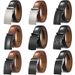 HOT 3.5cm Width HIgh Quality Second Layer Cow Leather Belt For Men Business Metal Automatic Buckle Ratchet Black Brown_voghion.com