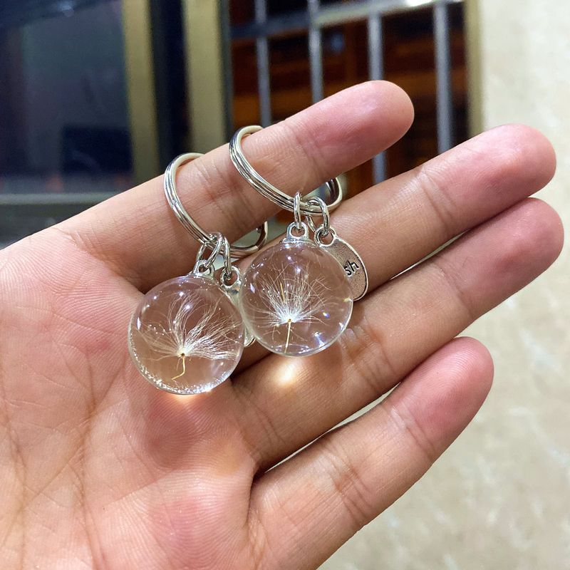 Keychain 2 pieces of wish real pressed dandelion seed blossom keychain_voghion.com