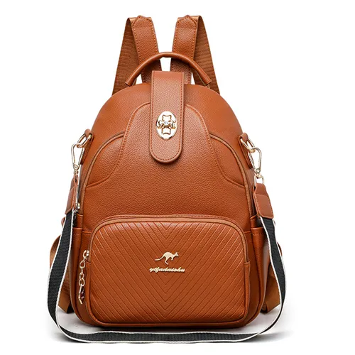 2024 New Soft Leather Backpack For Women's Fashion Leisure Large Capacity Multi Functional Backpack Versatile Outgoing Backpack_voghion.com