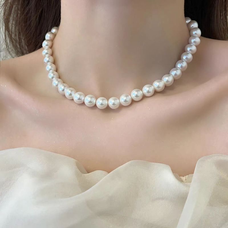 Elegancki naszyjnik z pereł dla kobiet z zapięciem ze srebra próby 925, minimalistyczny łańcuszek warstwowy do noszenia na co dzień, modny łańcuszek na obojczyk, łańcuszek na sweter_voghion.com