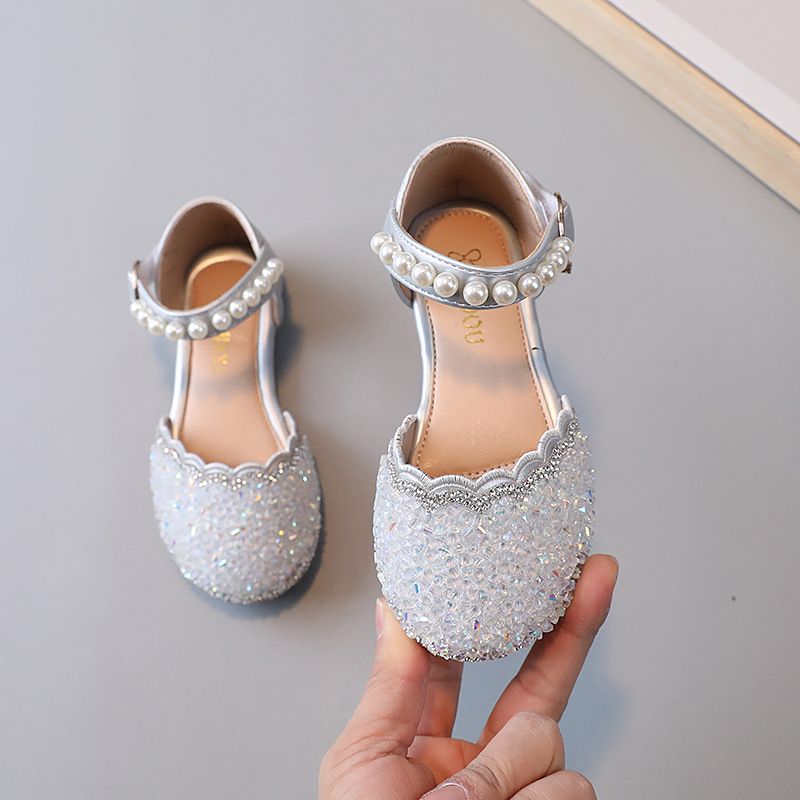 New Bow Pearl Children Soft Soled Small Leather Shoes Baby Glass Shoes_voghion.com