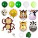 Set di palloncini in foil a forma di animali della giungla: leone, leopardo, elefante, zebra, scimmia, giraffa per decorazioni di compleanno e feste._voghion.com