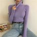 Women's High Neck Knit Sweater - Soft Core-Spun Yarn Slim Fit Pullover Short Top In Classic Colors_voghion.com