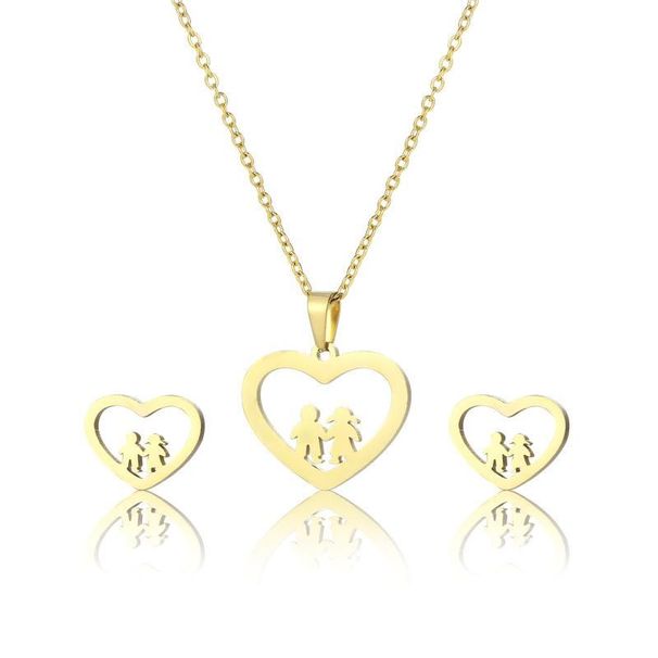 Collane con ciondolo piccolo in acciaio inossidabile famiglia amore cuore ragazzo ragazza bambino collana a catena set donne madre matrimonio_voghion.com