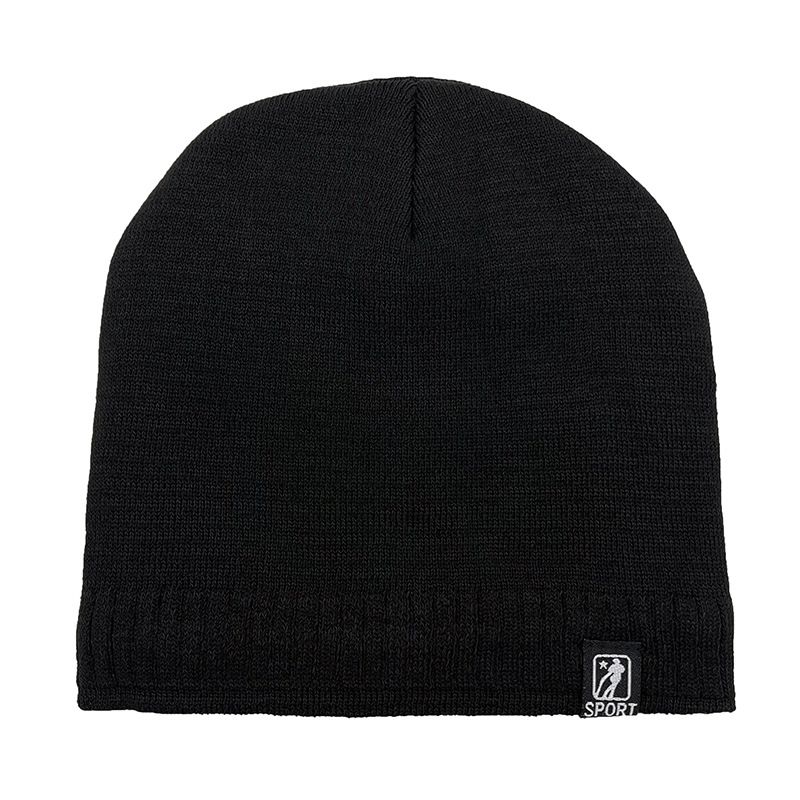 Sport Solid Color Wool Knitted Hat Thickened Plus Velvet Winter Warm Hat Cold Hat_voghion.com