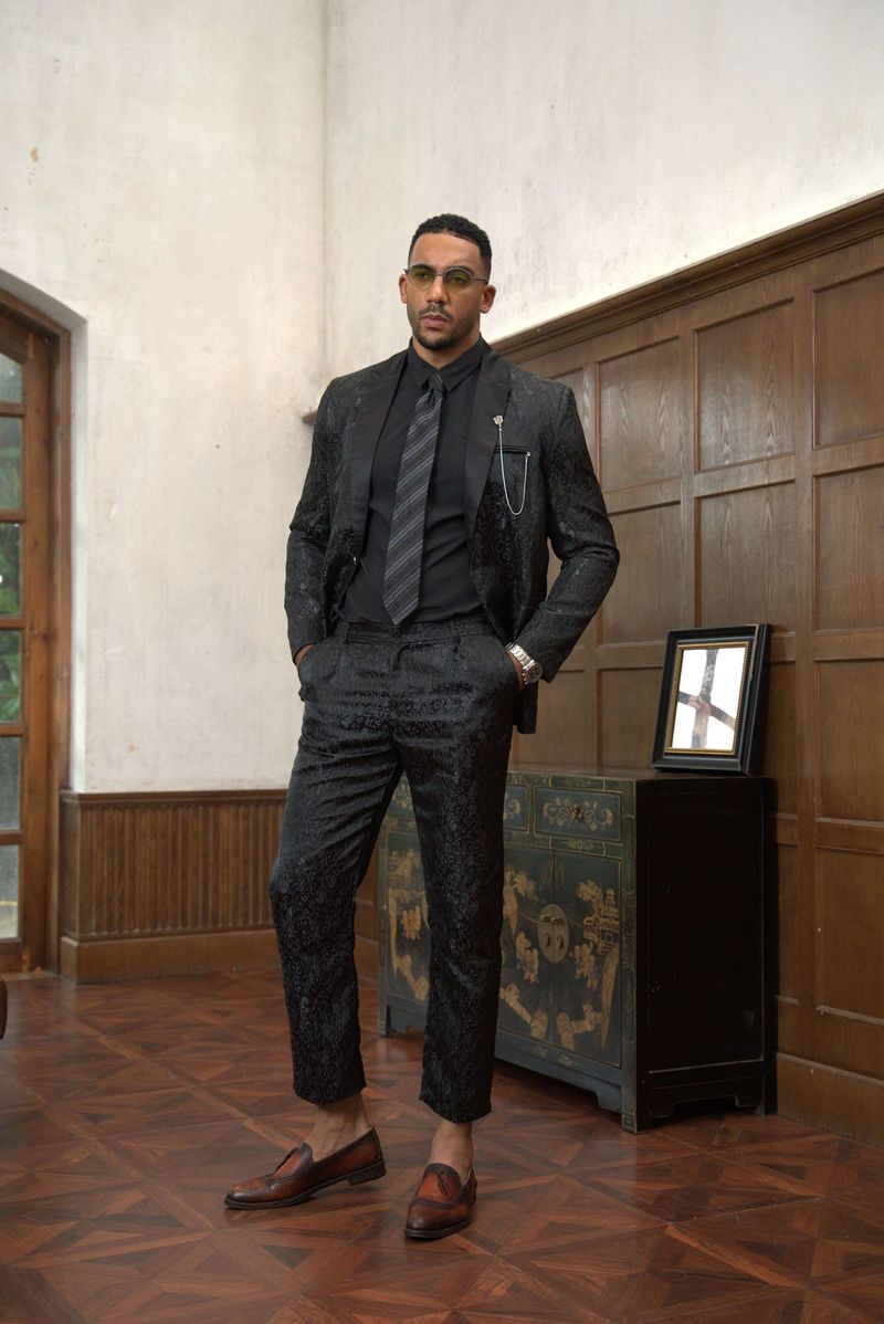 Abbigliamento maschile Abbigliamento formale Abiti due pezzi Jacquard Design Pantaloni Completo_voghion.com