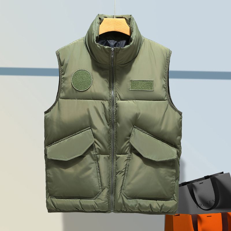 Vêtements pour hommes Tendance de la mode Gilet en coton pour hommes en gros Vêtements d'hiver pour hommes Nouveau gilet en coton à col montant pour hommes Vêtements d'extérieur Gilet veste_voghion.com