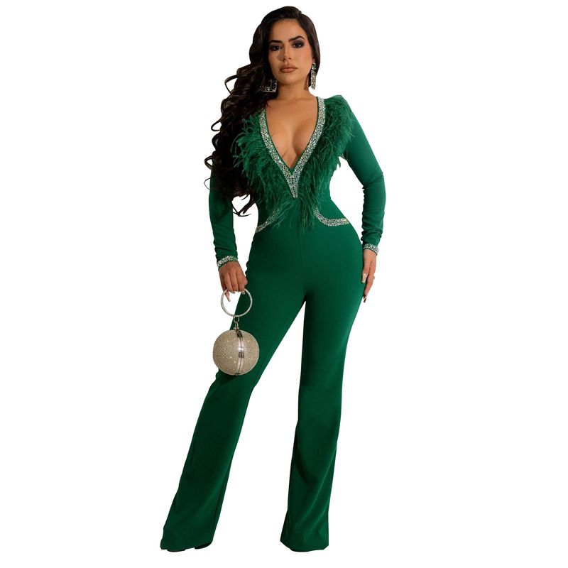 Damenbekleidung Mode Damenbekleidung Quaste Hot Dia V-Ausschnitt Langarmhose Overall für Damen_voghion.com