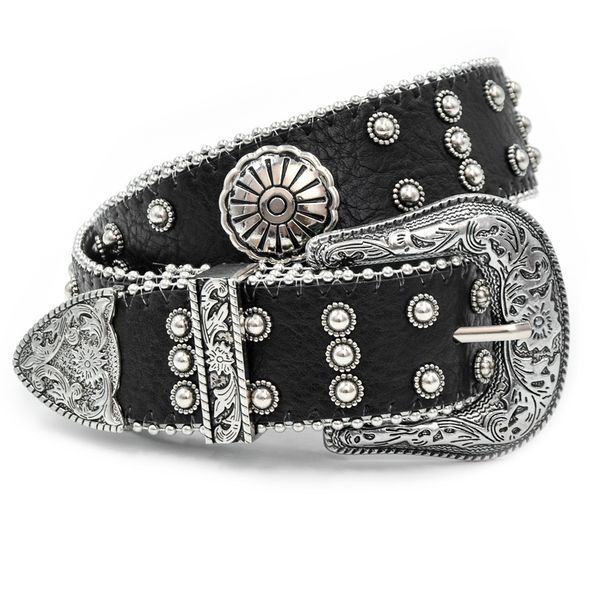 Women's Western Punk Belt, Y2K Studded Waistband With Alloy Buckle For Jeans & Skirts_voghion.com