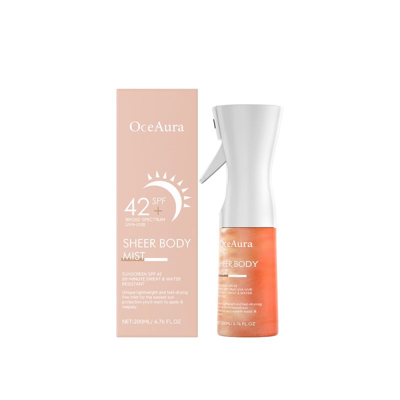 Oceaura 200 ml erfrischendes Sonnenschutzspray für die Haut, LSF 42+, UV-Isolation, befeuchtet den Sonnenschutz, leicht, langanhaltend, Sonnenschutznebel_voghion.com