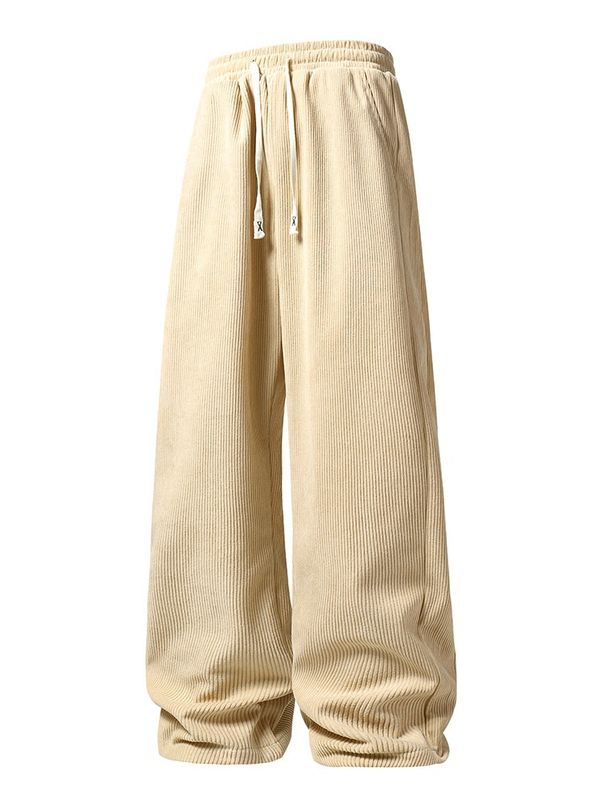 Pure Cross-Border European Size Fleece-Lined Corduroy Sports Casual Men Loose Straight Trendy Brand Lamb Wool Warm Long Pants_voghion.com