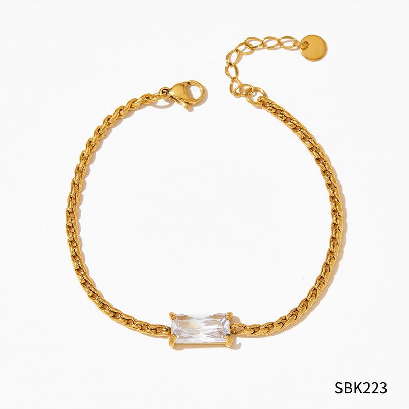 Modern Style Artistic Rectangle 304 Stainless Steel 16K Gold Plated White Gold Plated Gold Plated Zircon Bracelets In Bulk_voghion.com
