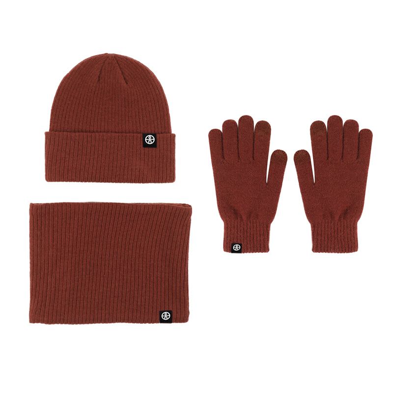 Winter Warme Gebreide Muts Sjaal Handschoen 3-delige Set Voor Mannen En Vrouwen Modieuze Eenvoudige Winddichte Gebreide Accessoireset Voor Volwassenen_voghion.com