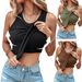 Women's Clothing With Bra Round Neck Solid Color Vest Feminine Base Inner Wear Outer Wear Top_voghion.com