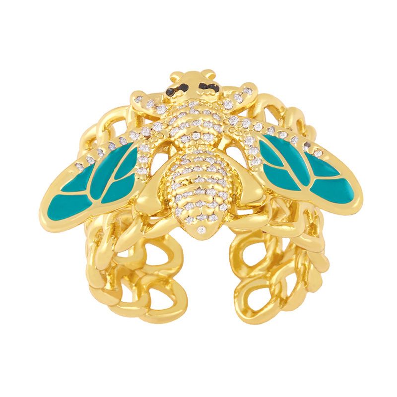 Heavy Craft Jewelry Women, Large Personality Hip-Hop Cuban Chain Bee Ring For Index Finger Rin10_voghion.com