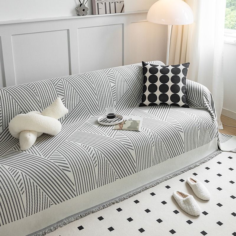 Home Garden Line Ins Style Sofa Cover Cloth Towel Simple Modern Anti Cat Scratching Four Seasons Universal Double Sided Sofa Blanket Universal Cover_voghion.com