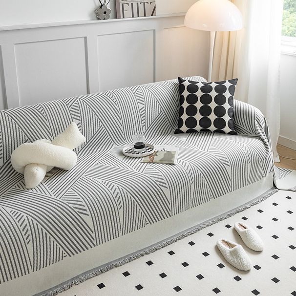 Home Garden Line Ins Style Sofa Cover Cloth Towel Simple Modern Anti Cat Scratching Four Seasons Universal Double Sided Sofa Blanket Universal Cover_voghion.com