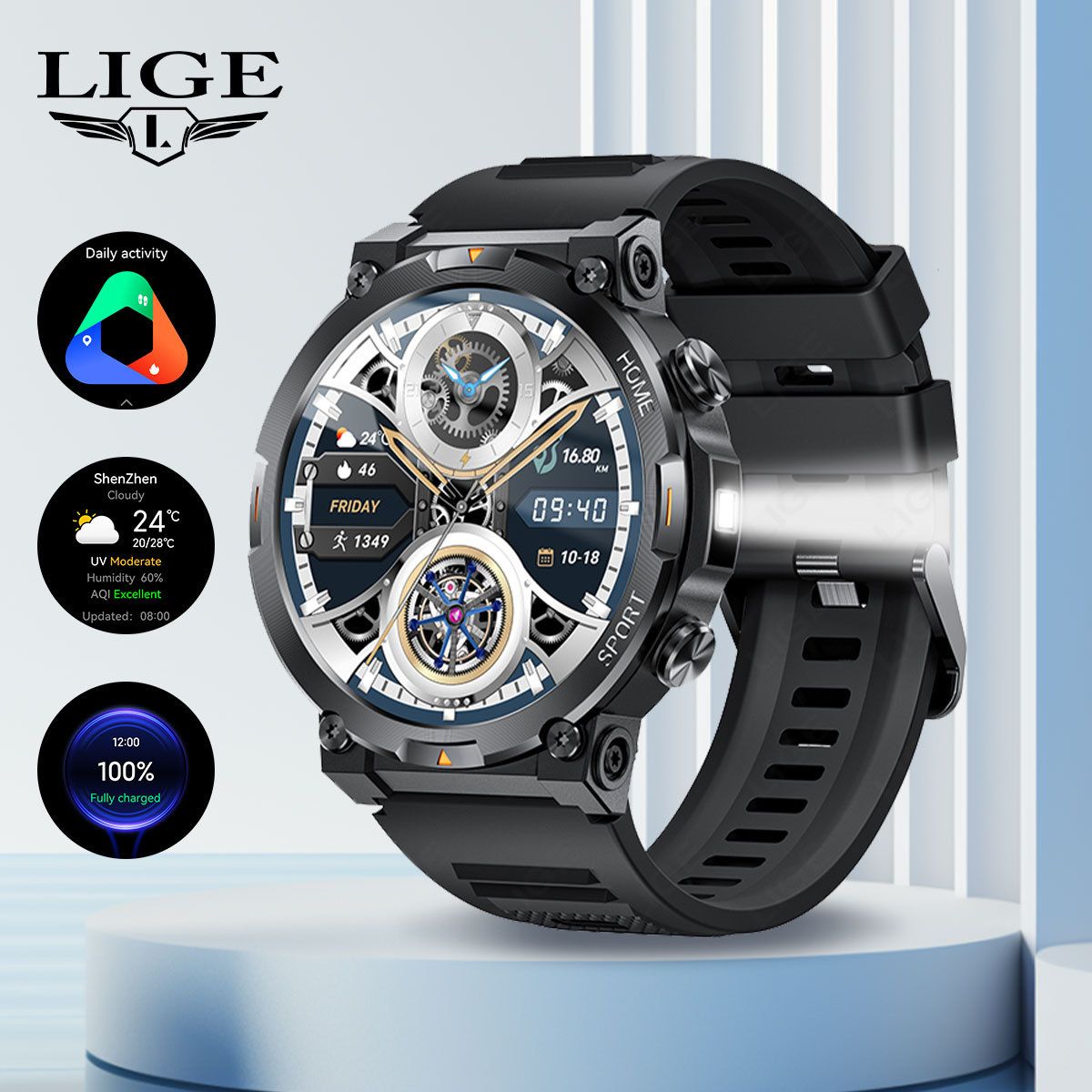 Inteligentny zegarek Bluetooth z funkcją dzwonienia, monitorowanie tętna i snu, zdalne sterowanie kamerą, inteligentny zegarek_voghion.com