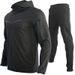 Frühling und Herbst komplettes Set für Herren Sportjacke Sweatshirt Ärmel lange Hose kontrastierende Strickjacke mit Kapuze lockerer Anzug_voghion.com