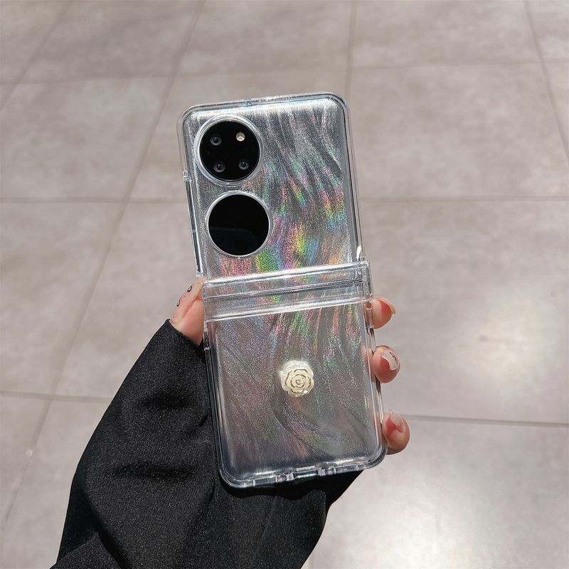 Feather yarn three-dimensional bow for Huawei p50 pocket folding screen phone case pockets drop-resistant shell_voghion.com