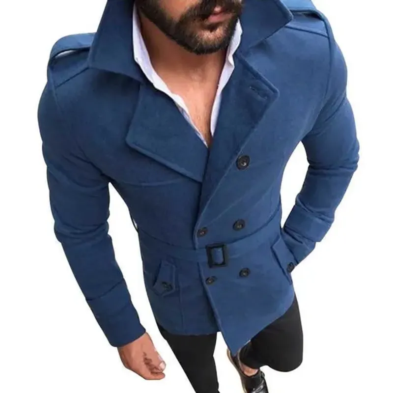 Men's Faux Fur Jacket Spring Trench Men Classic Double Breasted Coat Mens Clothing Long Coats British Style Overcoat_voghion.com