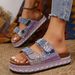 2025 New Fashionable Thick Bottom Rope Double Buckle With Water Diamond Cork Exterior Beach Slipper For Women_voghion.com