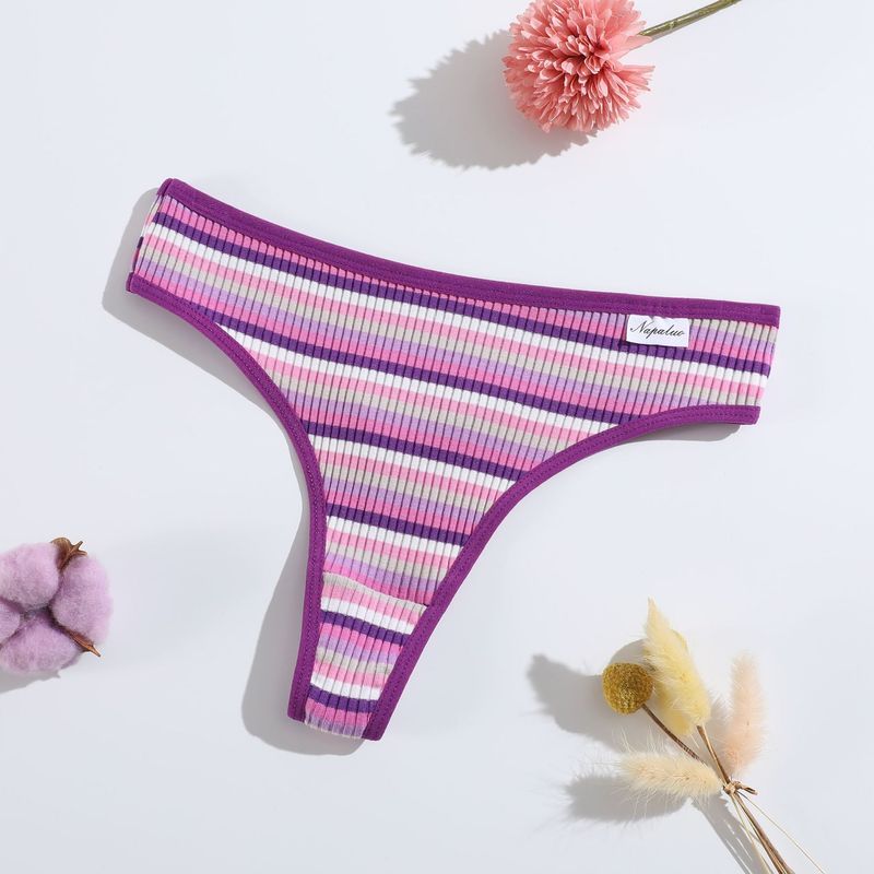 Novo produto roupa íntima colorida com cintura baixa e calcinha fio dental respirável de algodão puro para meninas_voghion.com