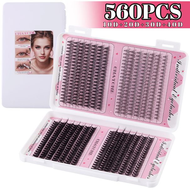 640 Clusters Natural Dense D-Curve False Eyelashes Extension DIY Segment Self-Extension Curling Single Cluster Hair_voghion.com