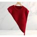 Triangular Asymmetrical Shawl Vest Scarf Outerwear Knitted High-End Layered Ribbon Design Simple Solid Color Split Women_voghion.com