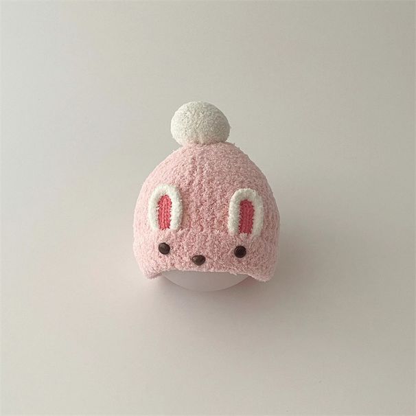 Baby hat Autumn and winter cute girl baby bunny plush knitted hat baby pullover hat_voghion.com