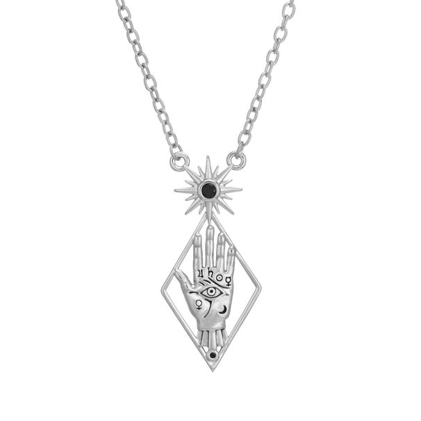 Set di collana e orecchini con simbolo della luna e dell'occhio in stile gotico scuro, pendente in acciaio inossidabile con catena a maglie circolari, placcatura sotto vuoto in oro/argento 18 carati._voghion.com