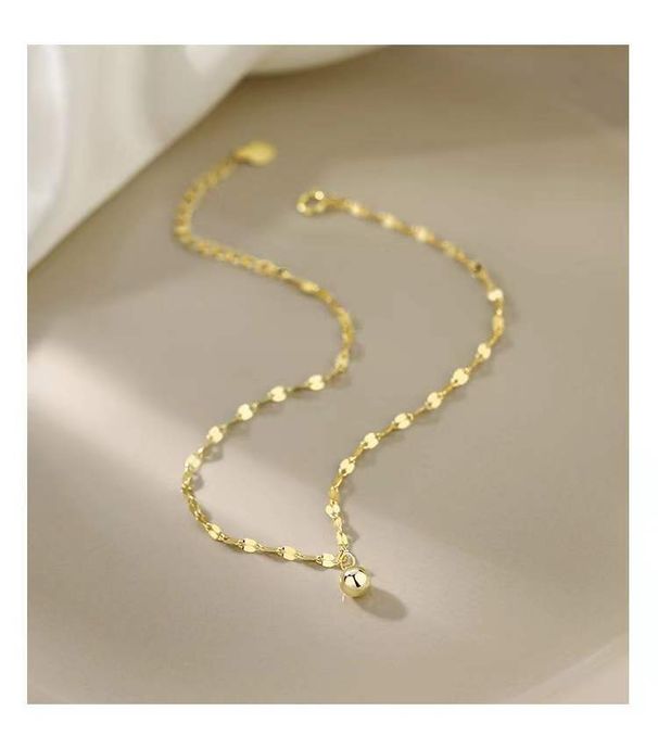 Cavigliera di lusso leggera in argento puro placcato oro 14k per donna, design di nicchia, catena per labbra, semplice, regolabile, gioiello per piede_voghion.com