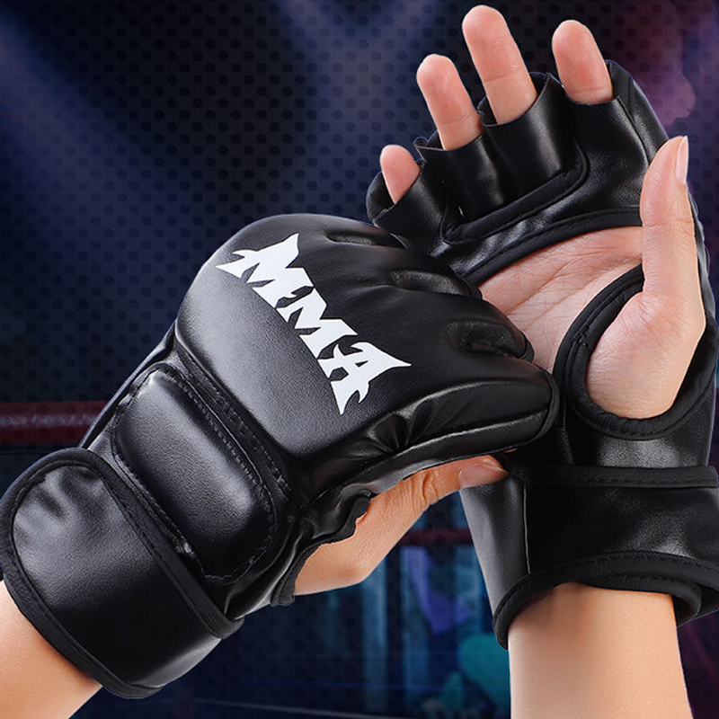 Boxing Sanda Muay Thai Half Finger MMA Fighting UFC Unisex Adult Punching Bag Gloves_voghion.com