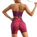 Seamless Digital Printing Yoga Halter Bra High Waist Hip Lift Shorts Sports Set Women_voghion.com