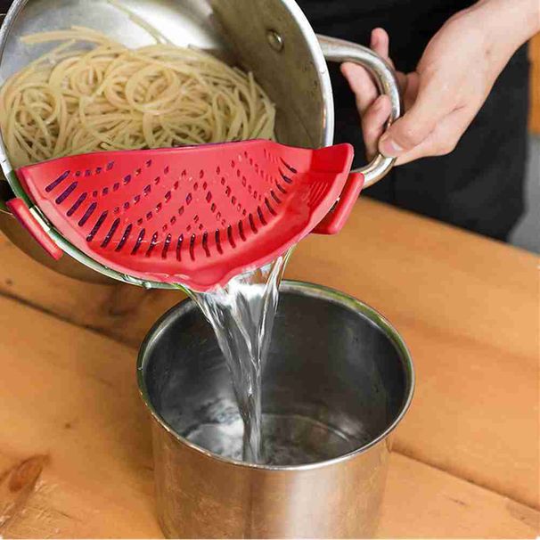 Multifunction Silicone Cooking Tool Fun Shape Pot Drain Pan Strainer Liquid Drainer Kitchen Colander For Pans Pots #88313_voghion.com